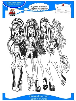 Çocuklar İçin Monster High Boyama Sayfaları 